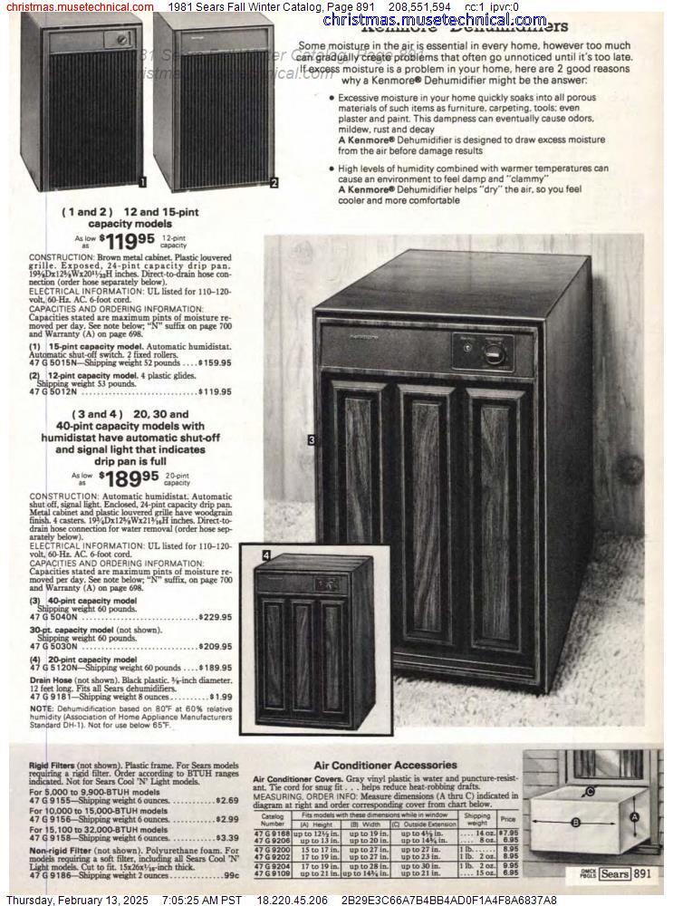 1981 Sears Fall Winter Catalog, Page 891