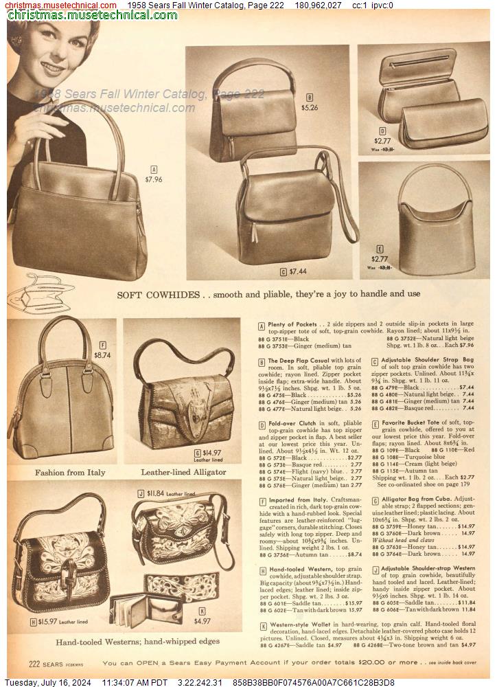 1958 Sears Fall Winter Catalog, Page 222 - Catalogs & Wishbooks