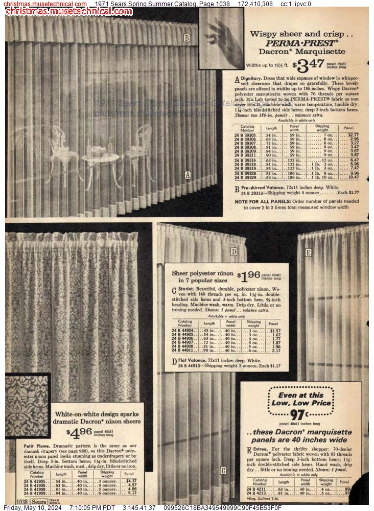 1971 Sears Spring Summer Catalog, Page 1038