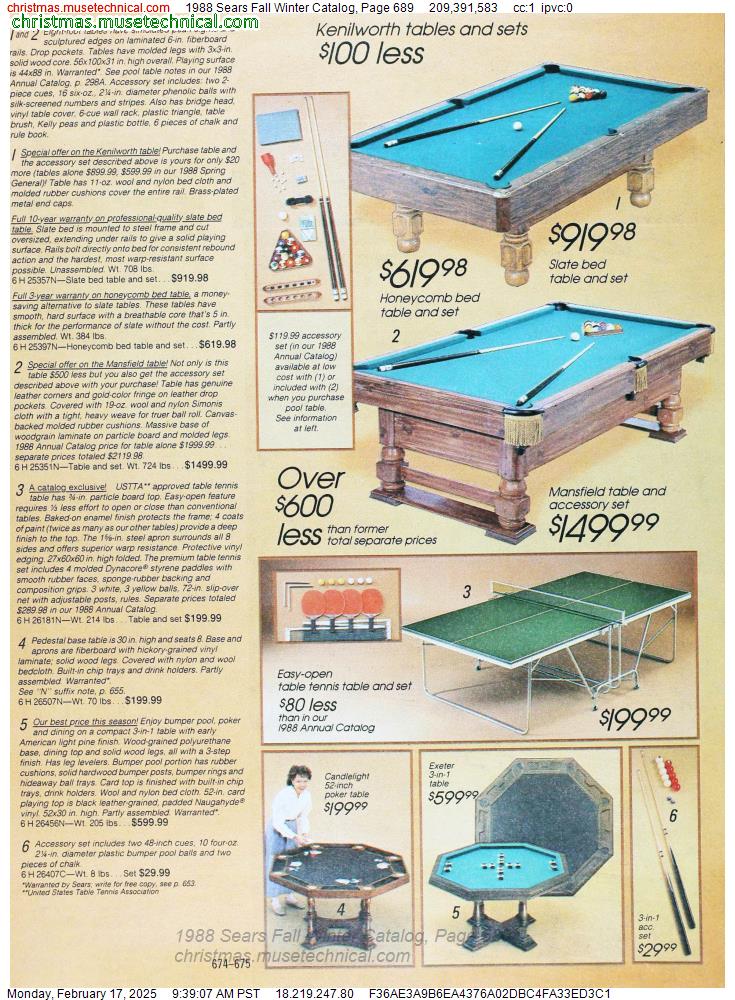 1988 Sears Fall Winter Catalog, Page 689