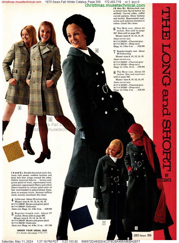 1970 Sears Fall Winter Catalog, Page 355