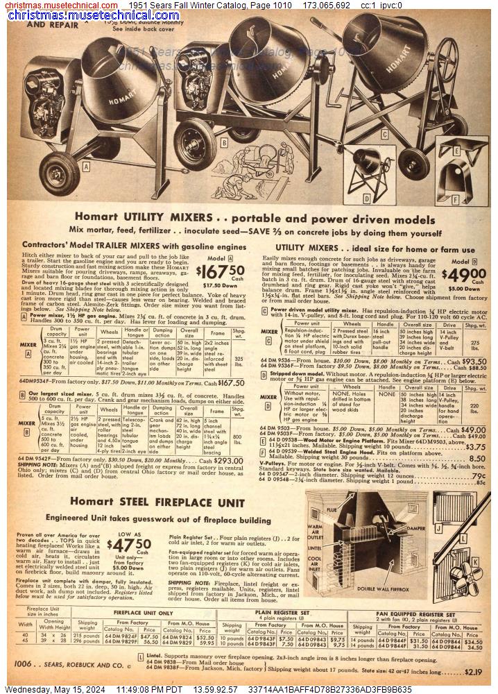 1951 Sears Fall Winter Catalog, Page 1010