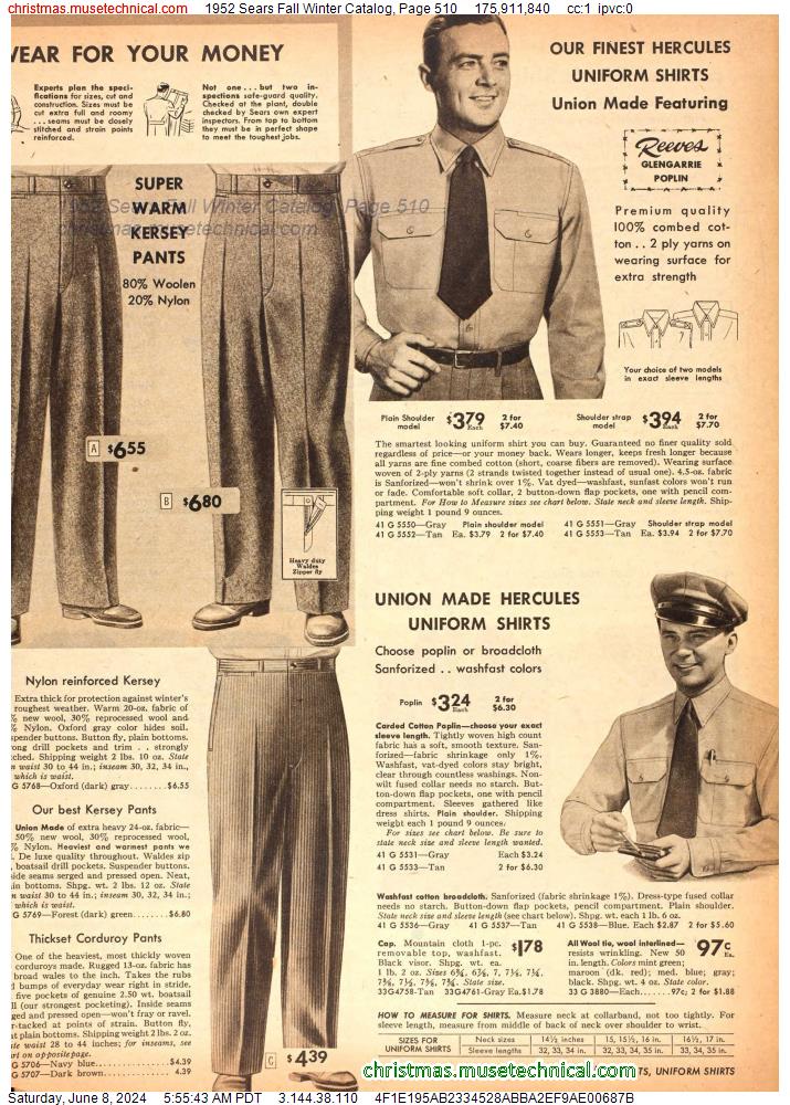 1952 Sears Fall Winter Catalog, Page 510