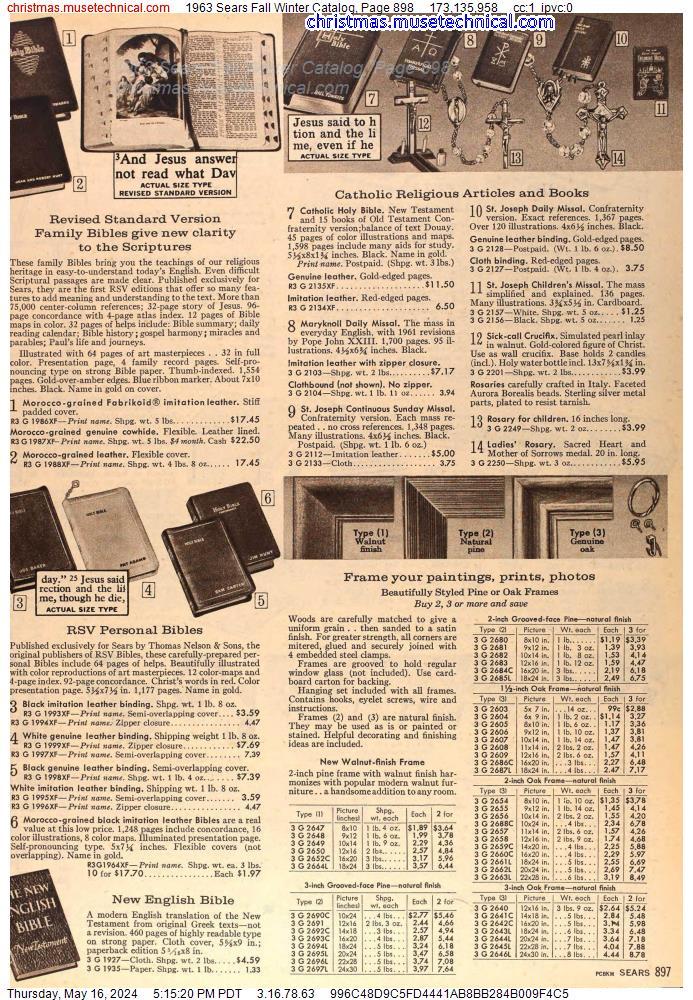 1963 Sears Fall Winter Catalog, Page 898