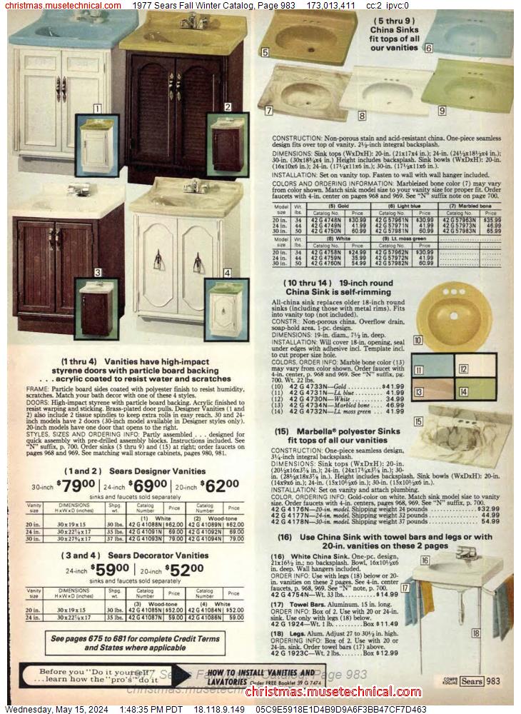 1977 Sears Fall Winter Catalog, Page 983