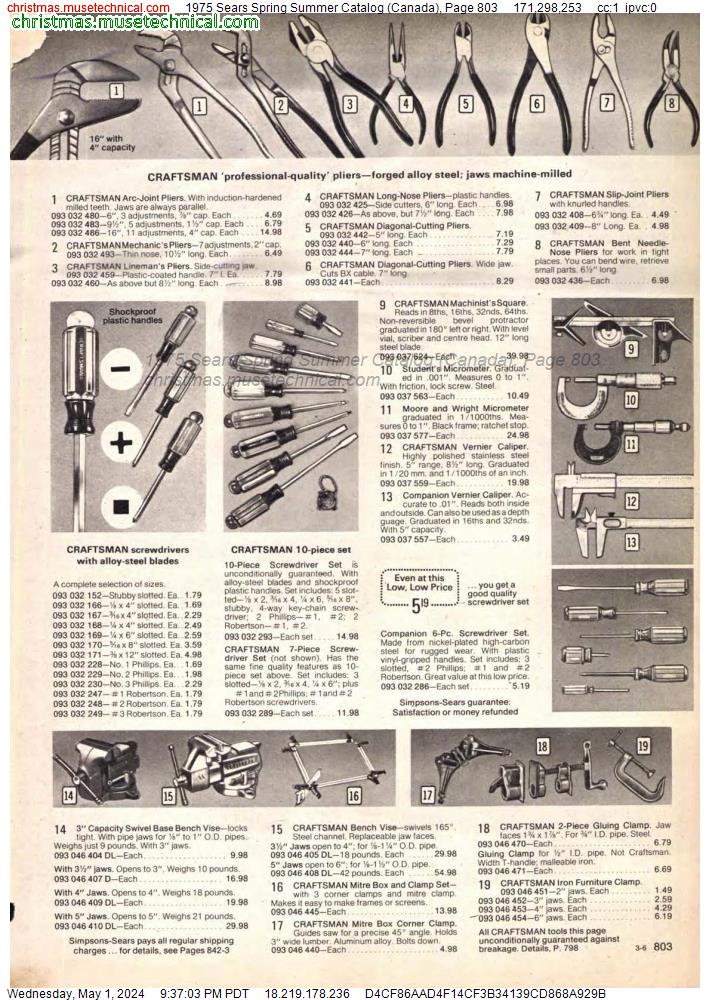 1975 Sears Spring Summer Catalog (Canada), Page 803