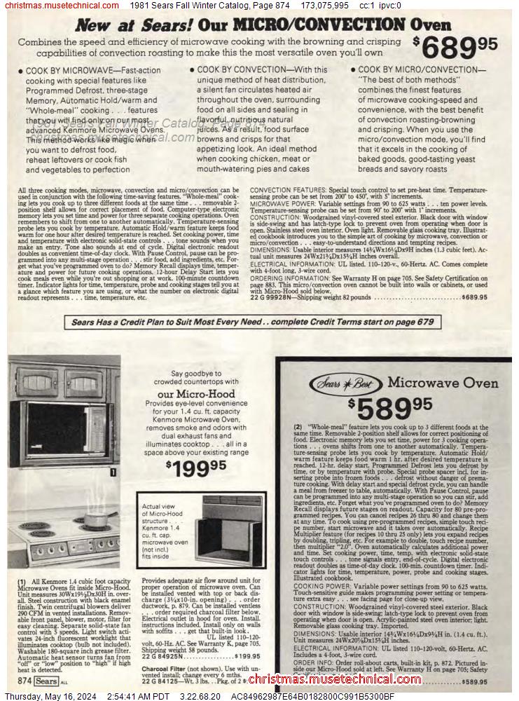 1981 Sears Fall Winter Catalog, Page 874