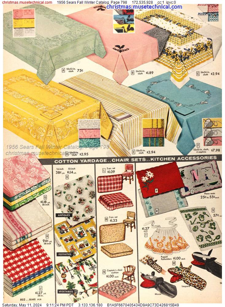 1956 Sears Fall Winter Catalog, Page 798