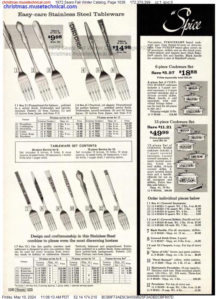 1972 Sears Fall Winter Catalog, Page 1036