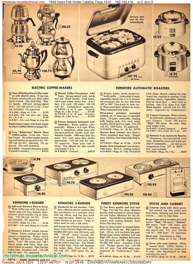 1948 Sears Fall Winter Catalog, Page 1015