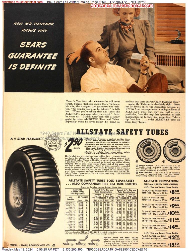 1940 Sears Fall Winter Catalog, Page 1260