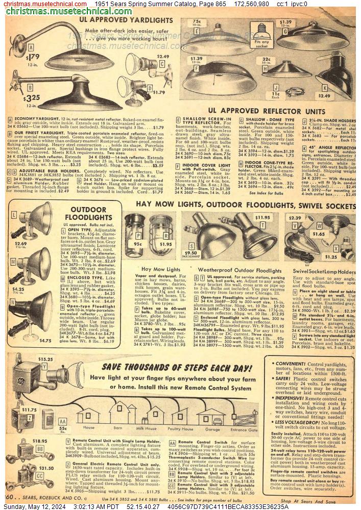 1951 Sears Spring Summer Catalog, Page 865