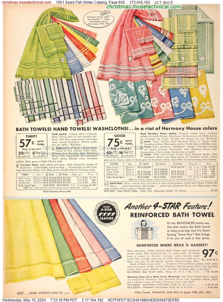 1951 Sears Fall Winter Catalog, Page 600