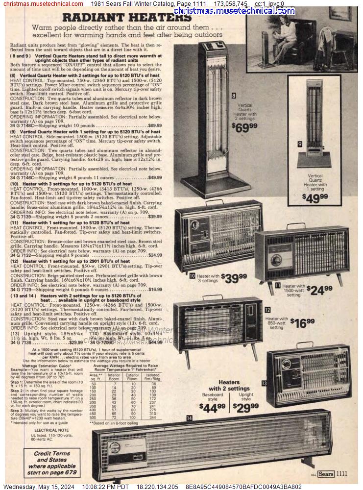 1981 Sears Fall Winter Catalog, Page 1111