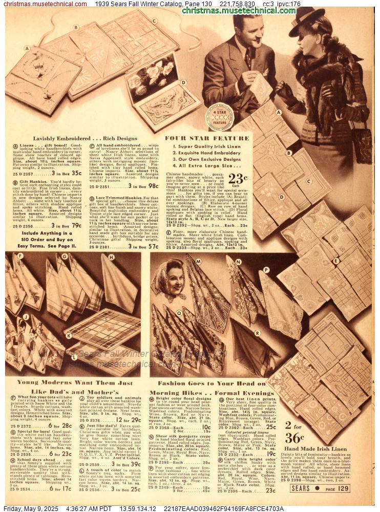 1939 Sears Fall Winter Catalog, Page 130