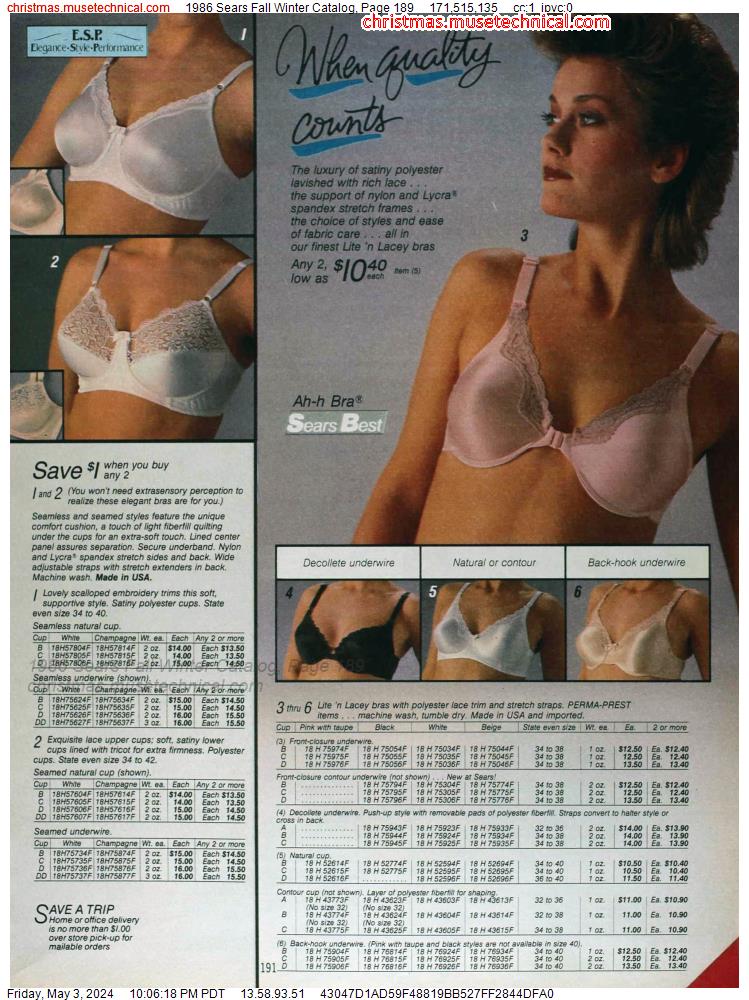 1986 Sears Fall Winter Catalog, Page 189