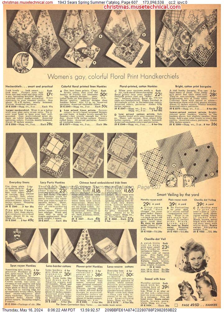 1943 Sears Spring Summer Catalog, Page 607