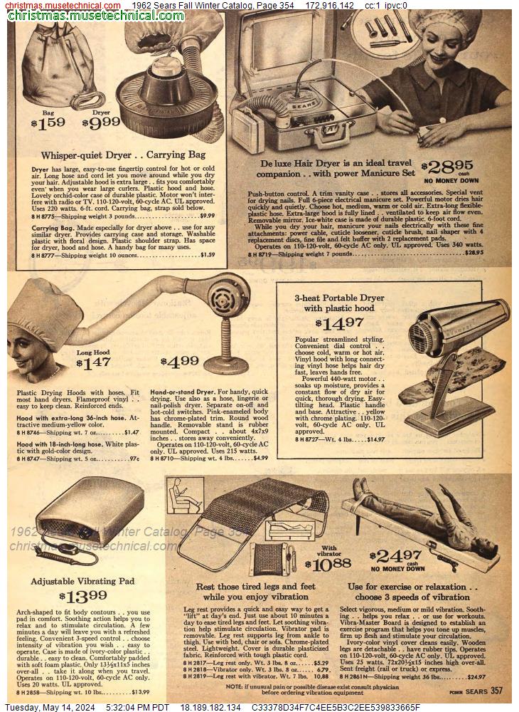 1962 Sears Fall Winter Catalog, Page 354