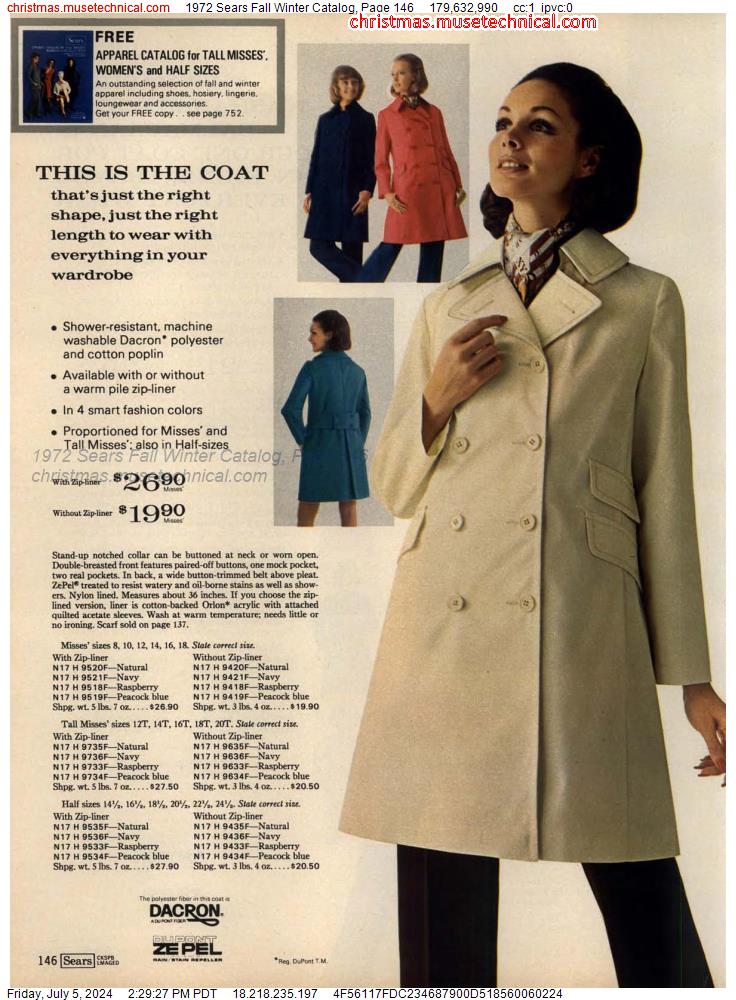 1972 Sears Fall Winter Catalog, Page 146