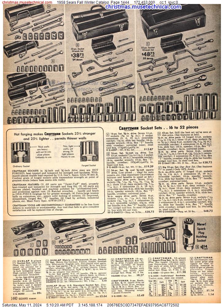 1958 Sears Fall Winter Catalog, Page 1444