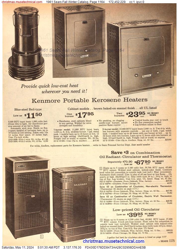 1961 Sears Fall Winter Catalog, Page 1164