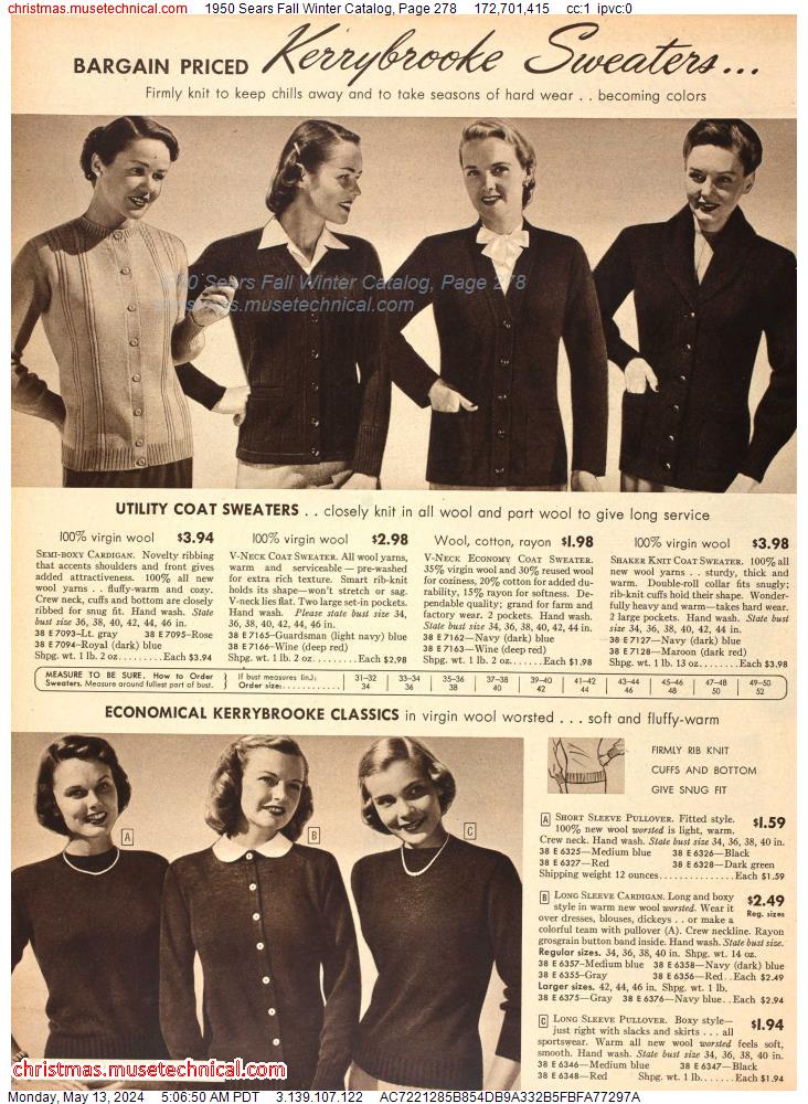 1950 Sears Fall Winter Catalog, Page 278