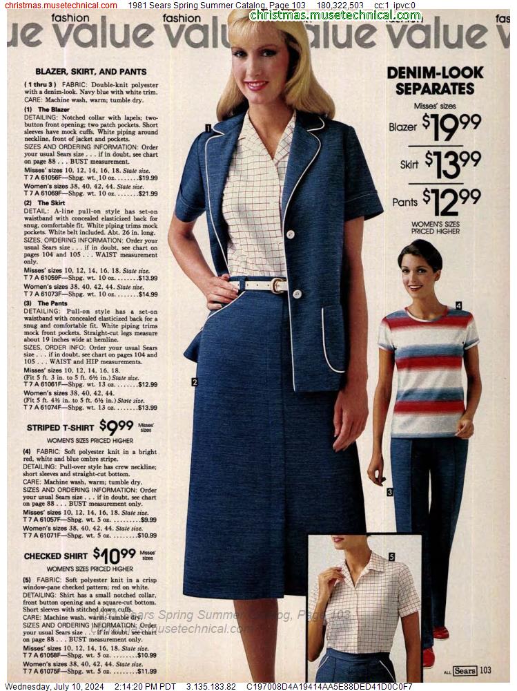 1981 Sears Spring Summer Catalog, Page 103