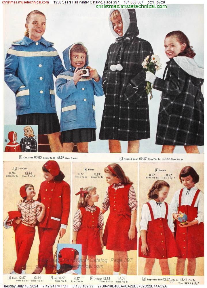 1958 Sears Fall Winter Catalog, Page 397