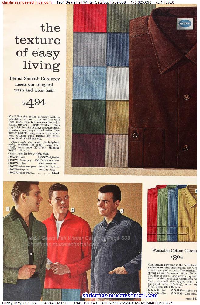 1961 Sears Fall Winter Catalog, Page 608