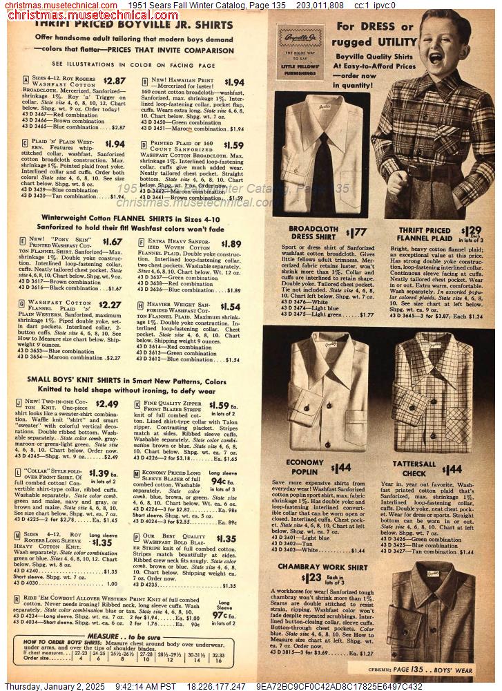 1951 Sears Fall Winter Catalog, Page 135