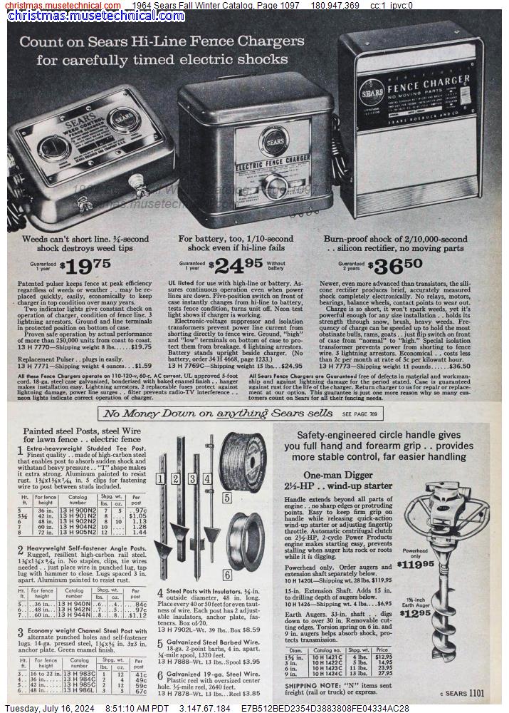 1964 Sears Fall Winter Catalog, Page 1097