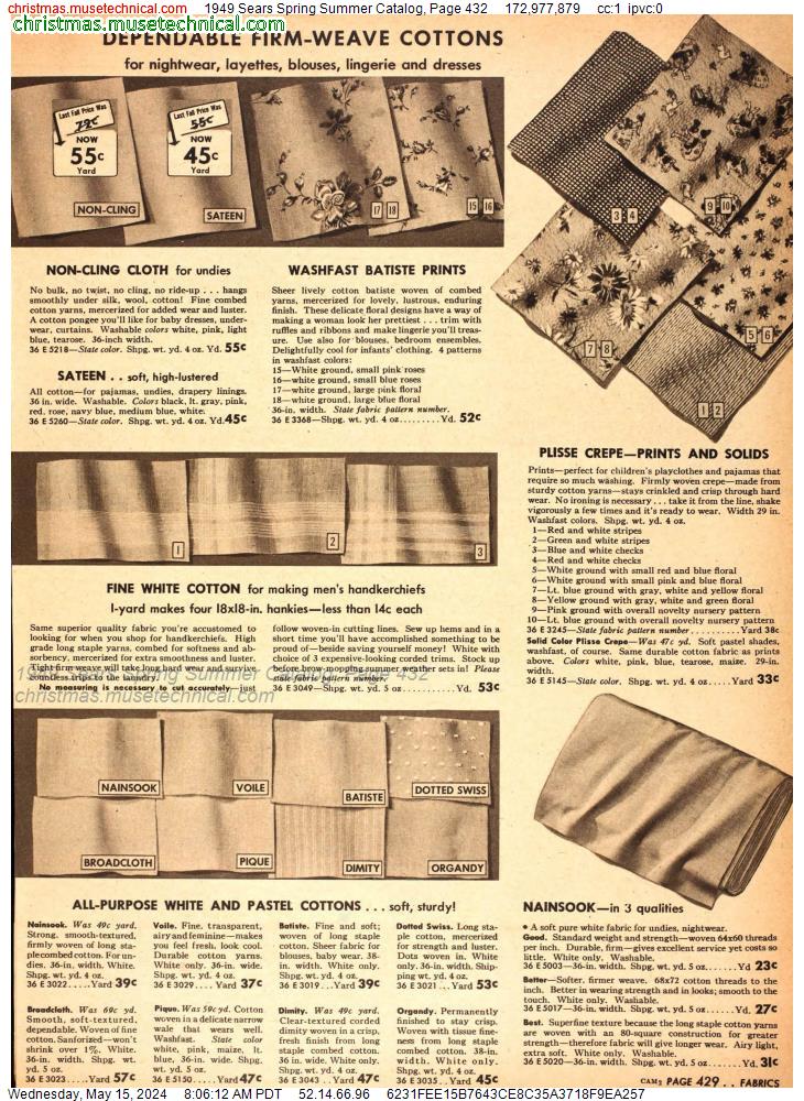 1949 Sears Spring Summer Catalog, Page 432