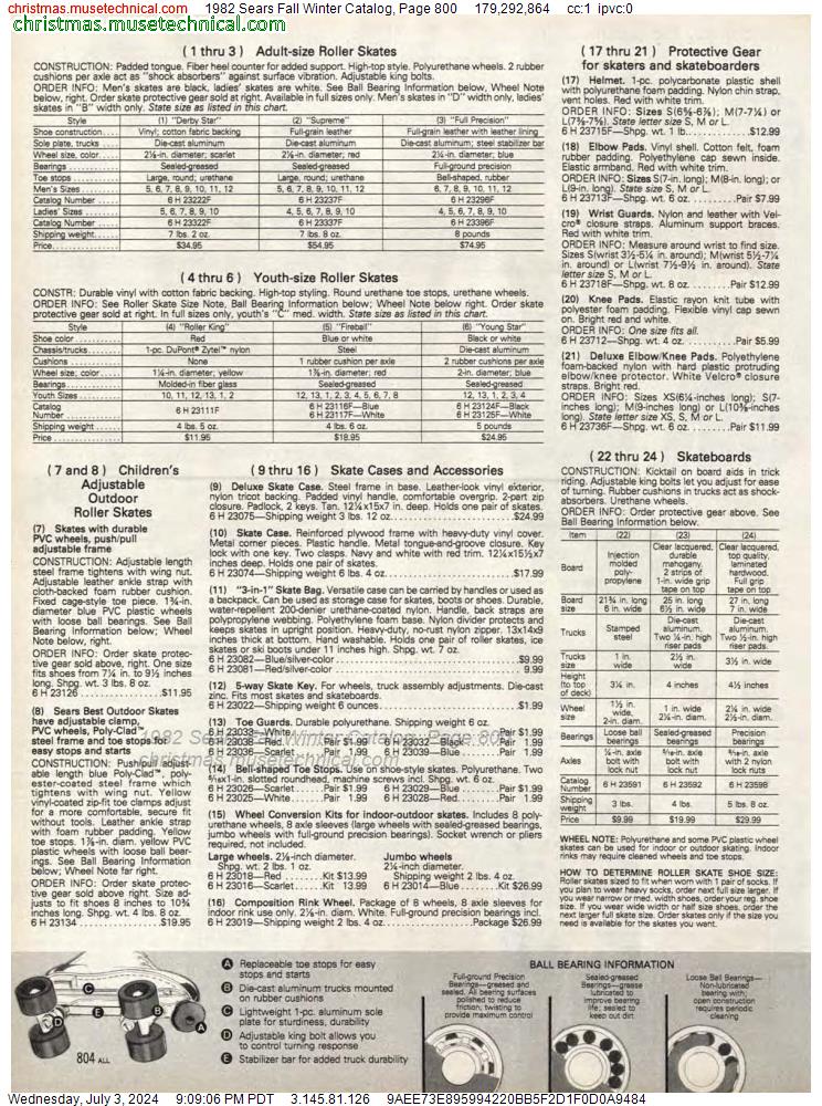 1982 Sears Fall Winter Catalog, Page 800