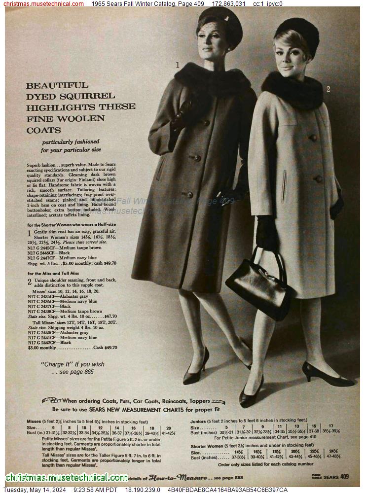 1965 Sears Fall Winter Catalog, Page 409