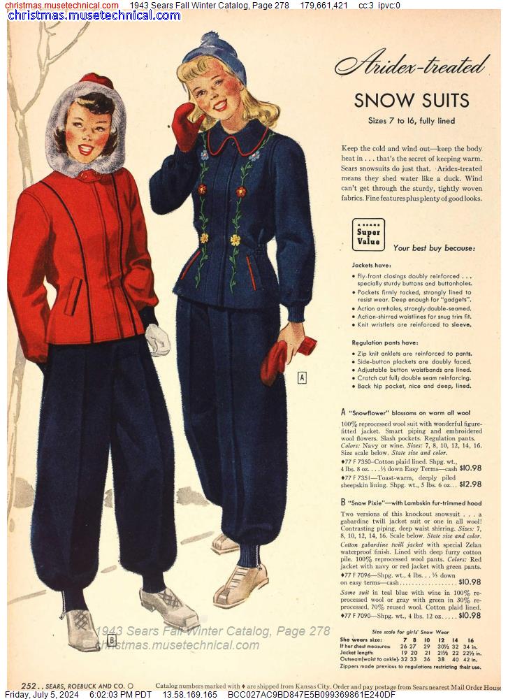 1943 Sears Fall Winter Catalog, Page 278