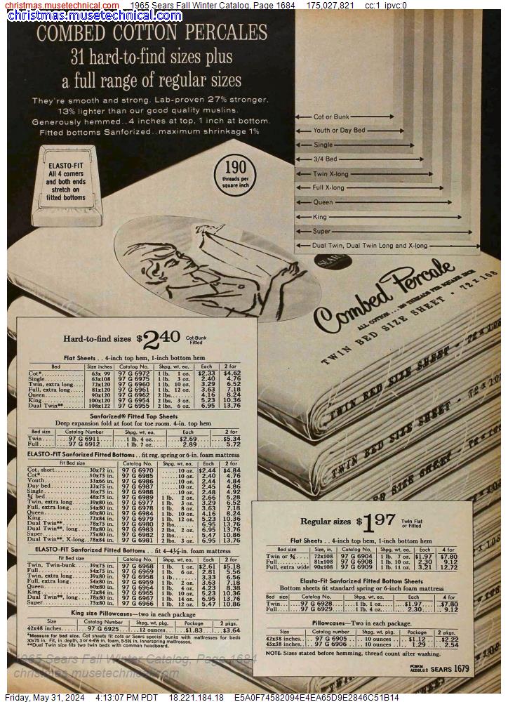 1965 Sears Fall Winter Catalog, Page 1684