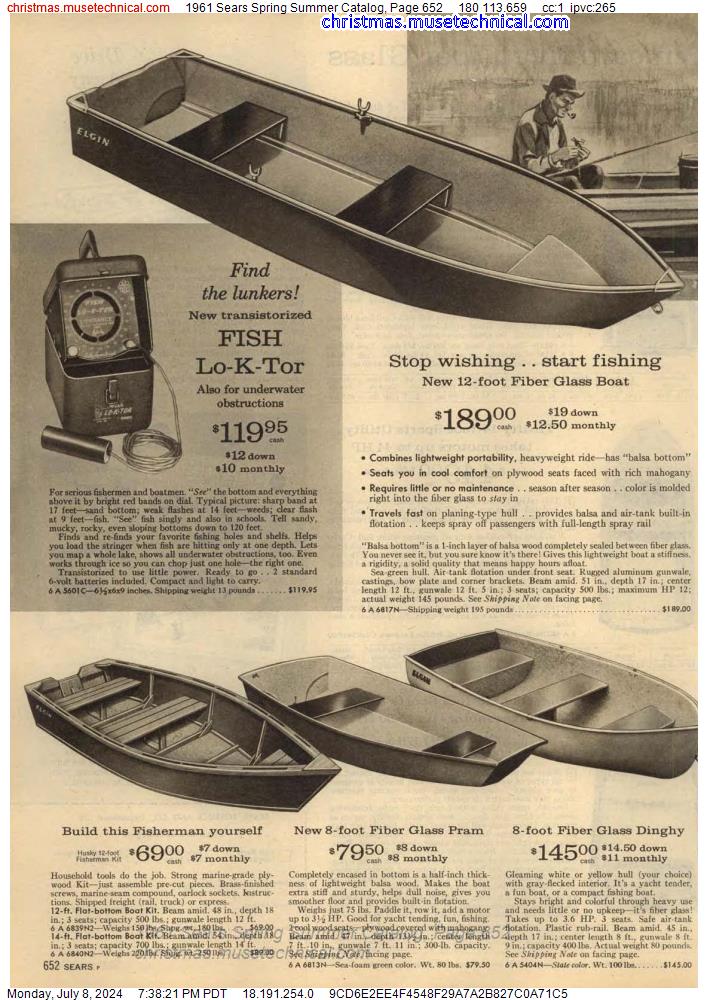1961 Sears Spring Summer Catalog, Page 652