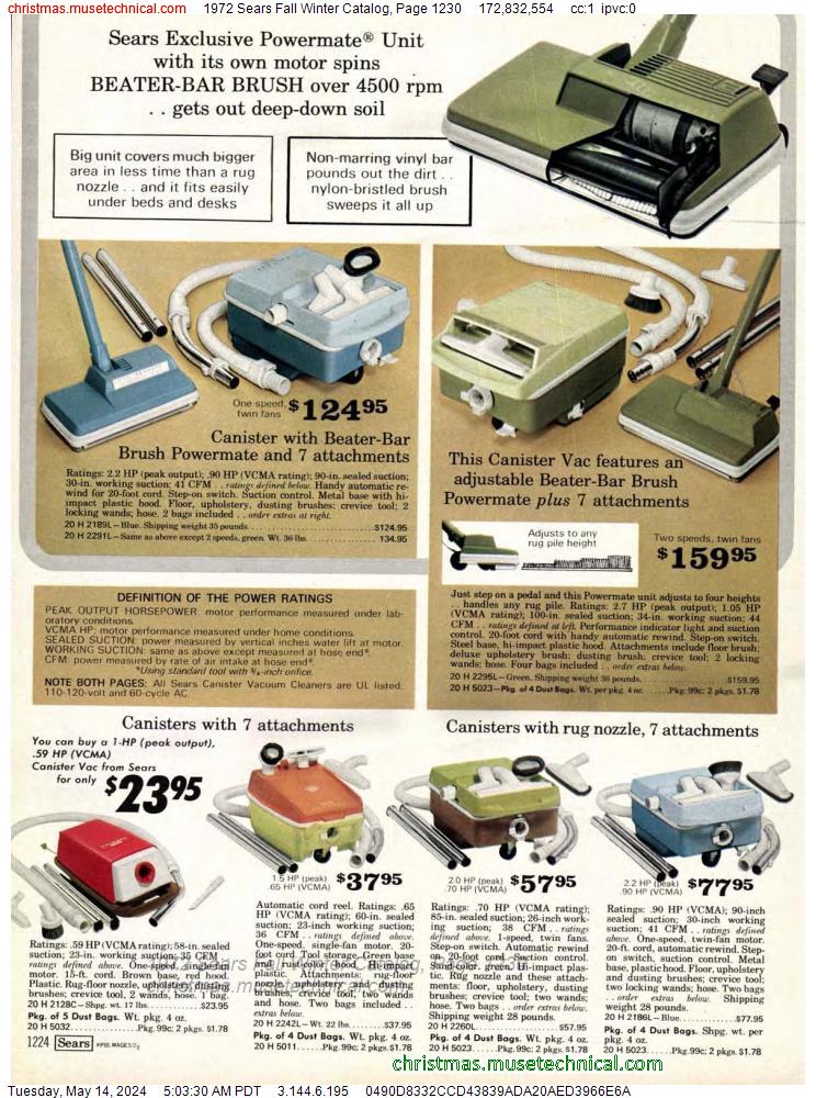 1972 Sears Fall Winter Catalog, Page 1230