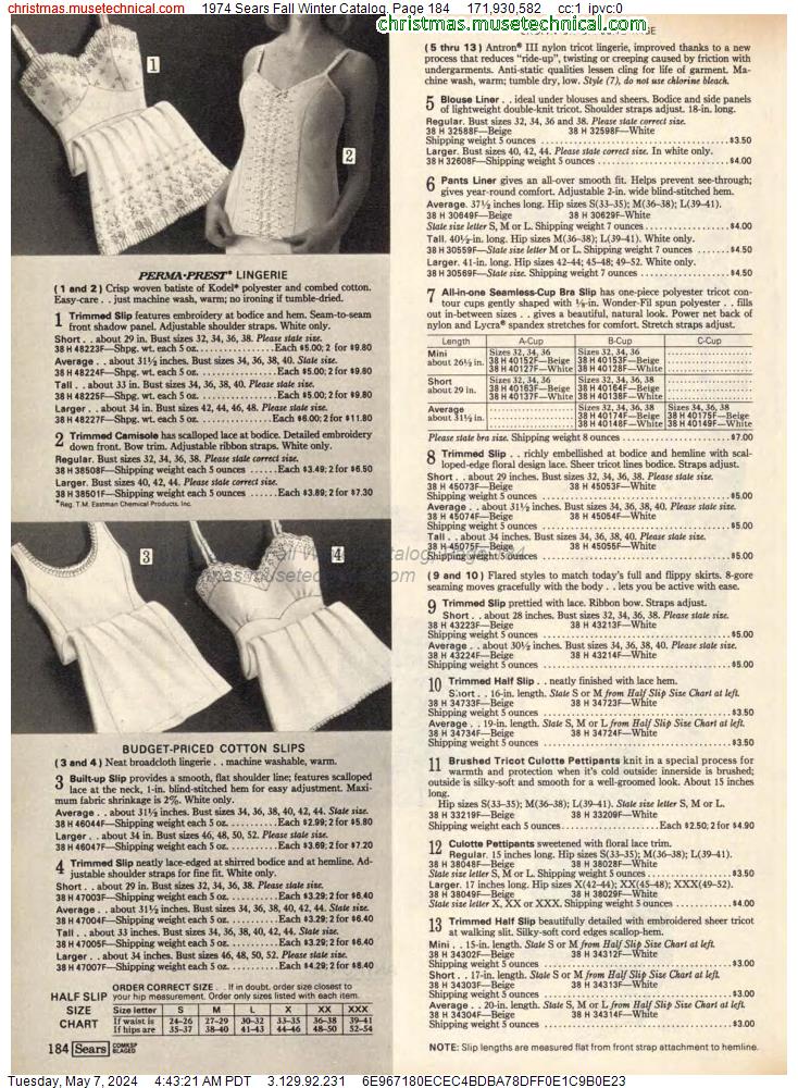 1974 Sears Fall Winter Catalog, Page 184