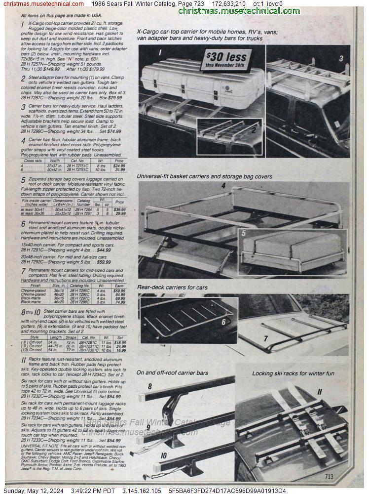 1986 Sears Fall Winter Catalog, Page 723