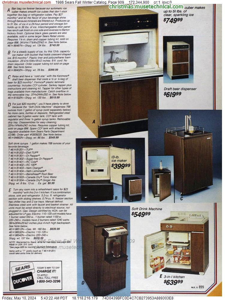 1986 Sears Fall Winter Catalog, Page 909