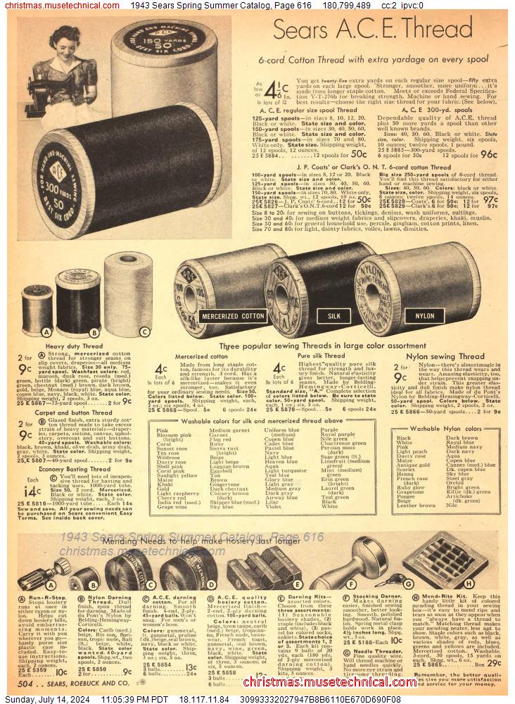 1943 Sears Spring Summer Catalog, Page 616