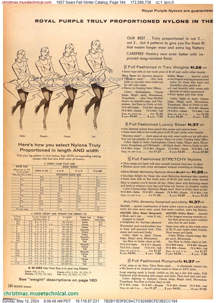 1957 Sears Fall Winter Catalog, Page 184
