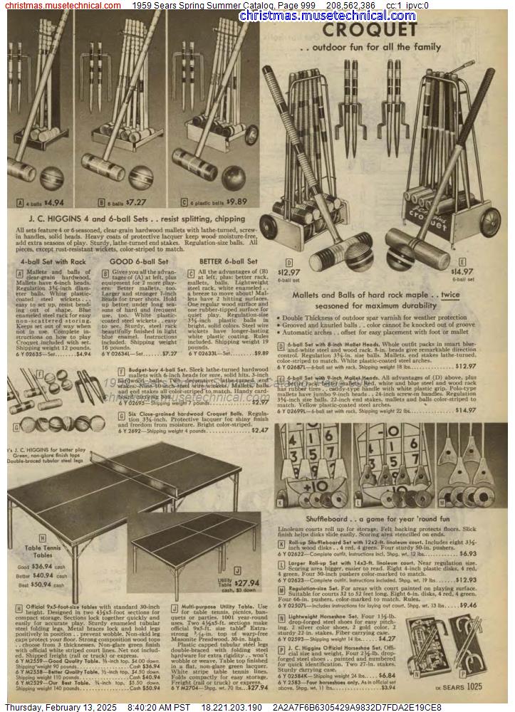 1959 Sears Spring Summer Catalog, Page 999