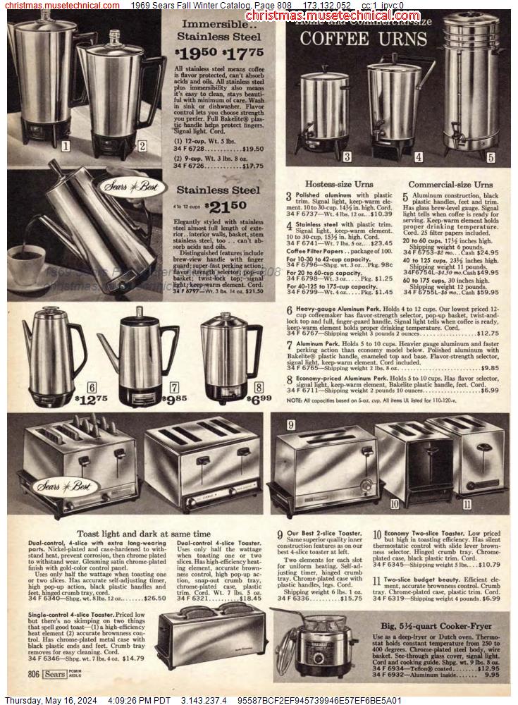 1969 Sears Fall Winter Catalog, Page 808