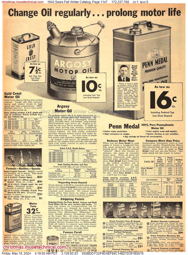 1942 Sears Fall Winter Catalog, Page 1147