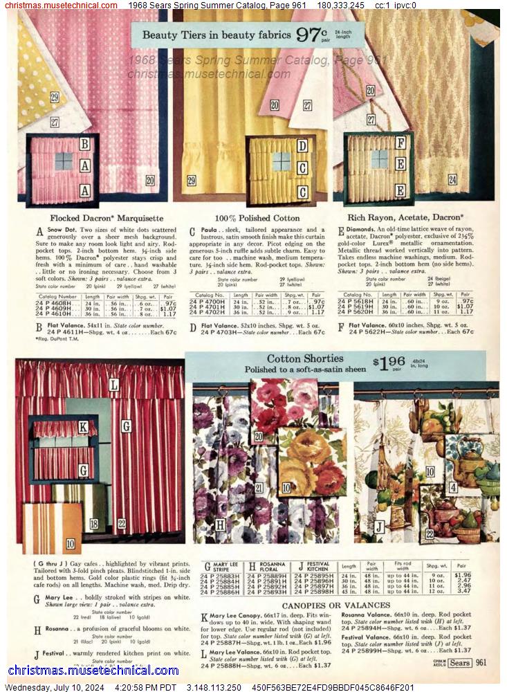 1968 Sears Spring Summer Catalog, Page 961