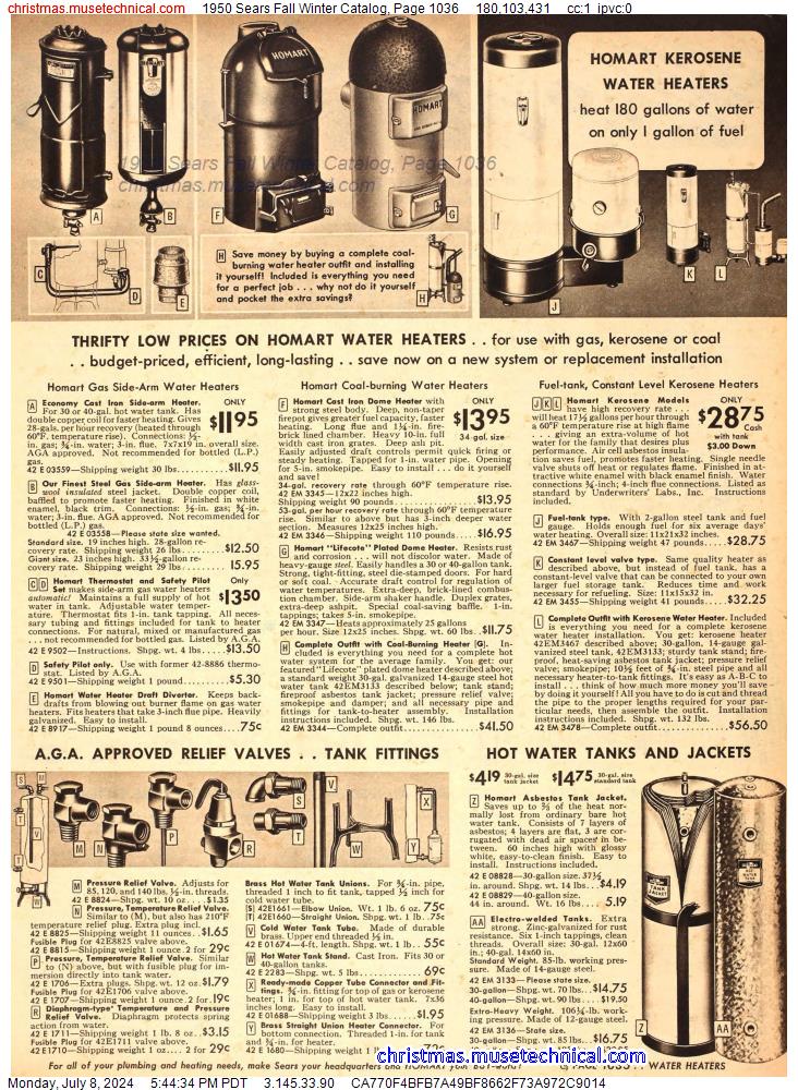 1950 Sears Fall Winter Catalog, Page 1036
