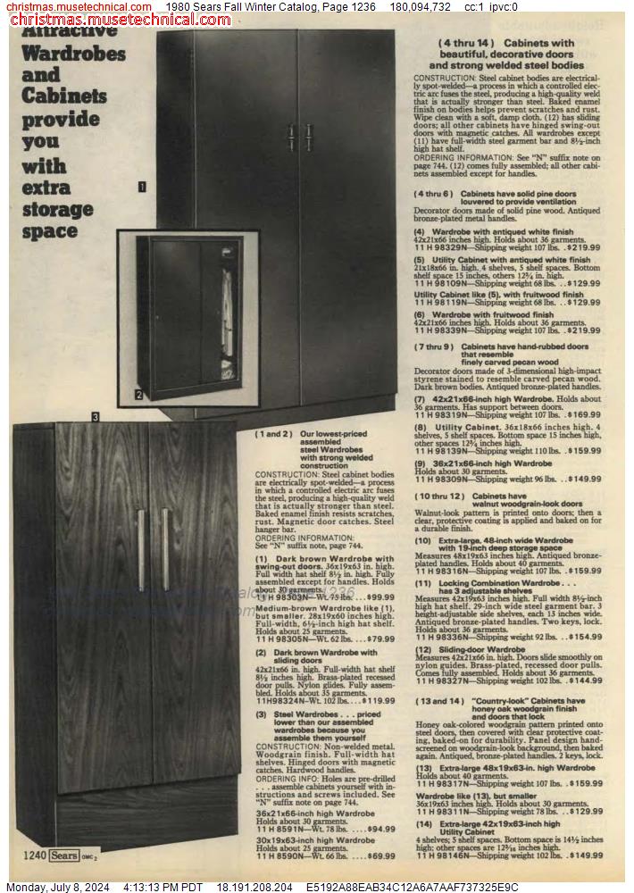 1980 Sears Fall Winter Catalog, Page 1236