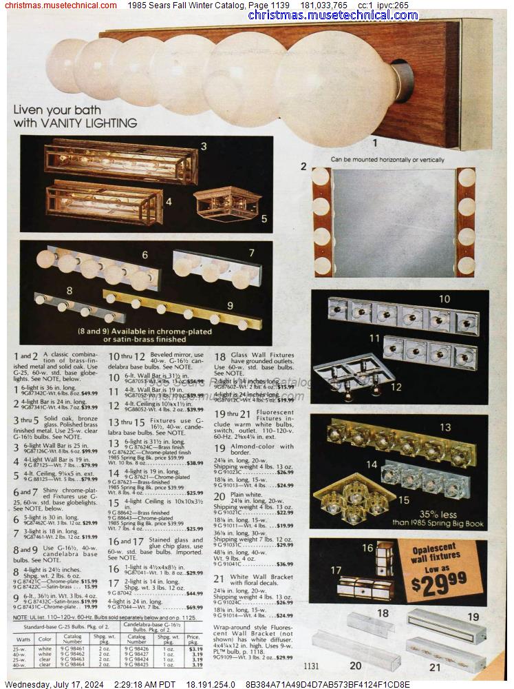 1985 Sears Fall Winter Catalog, Page 1139
